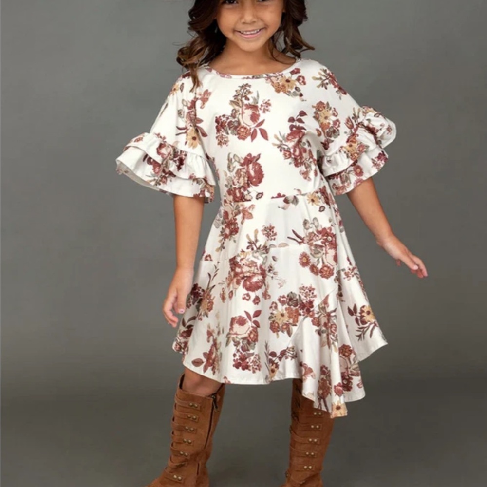 BLACK Mia Joy Joyfolie Dress Size 4 Girl's Emelia Floral Ruffled Festive NWT